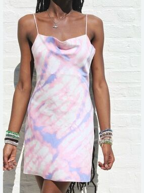 The Pants Store Tie Dye Watercolor pink Slip Mini Dress size Small S